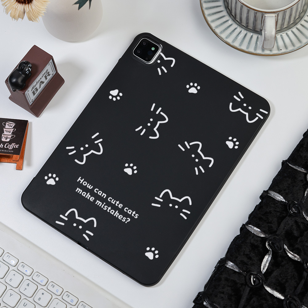 Poco Tablet Accessories - เคสแท็บเล็ตแบบด้านลายเส้นสีขาวเรียบง่ายพร้อมคำพูดเกี่ยวกับแมว สำหรับ Xiaomi Redmi Pad 6S