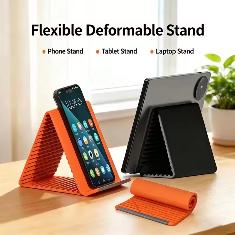 Tablet Accessories - ขาตั้งโทรศัพท์แบบพกพาซิลิโคนสำหรับวางบนโต๊ะ แท็บเล็ต แล็ปท็อป ดีไซน์สร้างสรรค์ ยืดหยุ่น พับได้