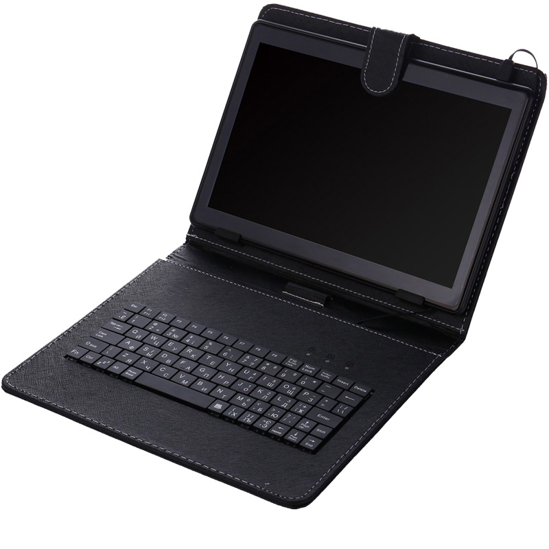 Tablet Keyboard Case - ปกหนังคีย์บอร์ดแบบสล็อตไมโคร Type-C ขนาด10นิ้วและ10.1นิ้วพอดีกับแท็บเล็ต eBook แบบลำลองทนทานแป้นพิมพ์รัสเซีย
