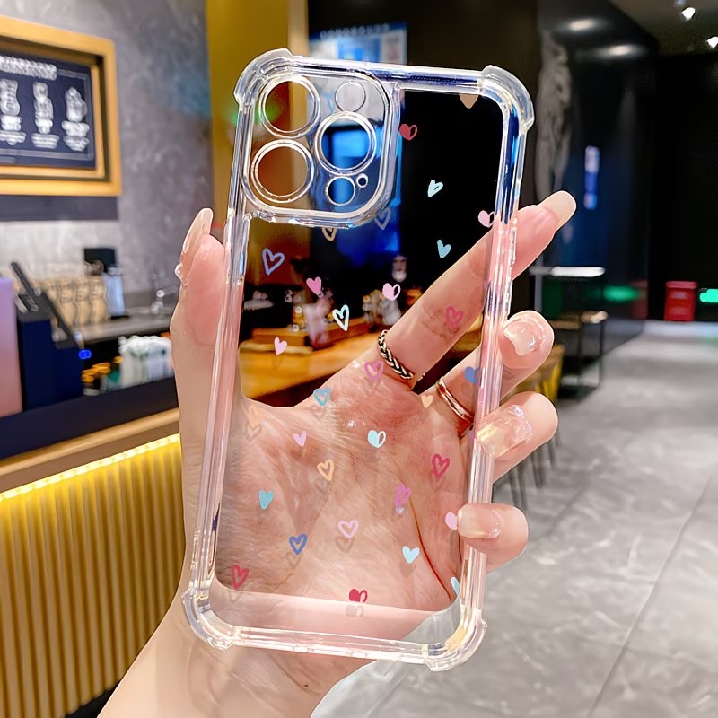 Apple Iphone 16 - เคสโทรศัพท์ใสลายหัวใจหลากสี สำหรับ iPhone 17 16 15
